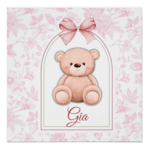 Póster Gia   Diseño de guardería de osito rosado personal