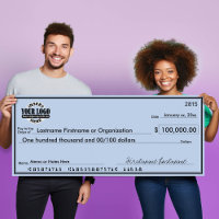 Giant Blank Check para apuestas y premios