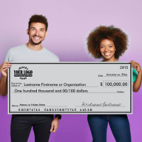 Giant Blank Check para apuestas y premios