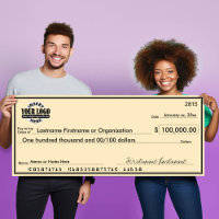 Giant Blank Check para apuestas y premios