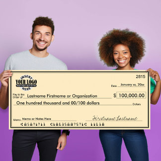 Póster Giant Blank Check para apuestas y premios