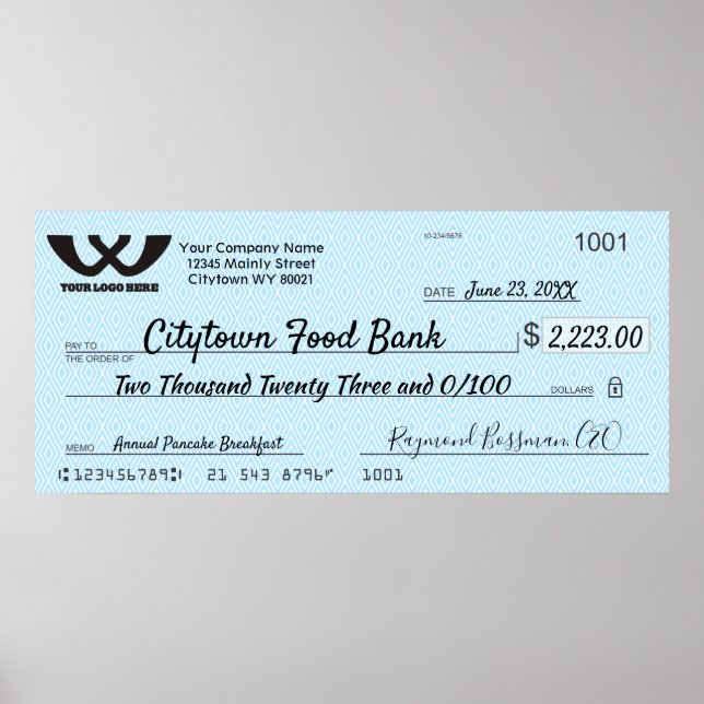 Póster Giant faux presentation check charity bonus prize (Frente)