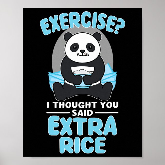 Póster Giant Panda Funny Gym Workout Dice Alimentos Fitne (Frente)