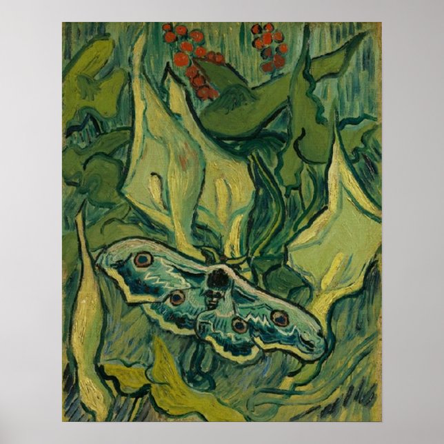 Póster Giant Peacock Moth Vincent van Gogh 1889 Small (Frente)