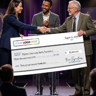 Póster Giant Promotional Check with Business Logo |