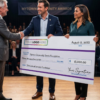 Póster Giant Promotional Check with Business Logo |