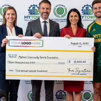 Póster Giant Promotional Check with Business Logo |