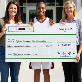 Póster Giant Promotional Check with Business Logo |