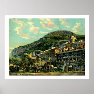 Póster Gibraltar, plaza de Casemates, añeja