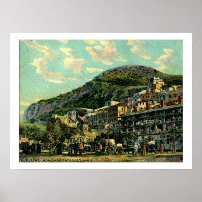 Póster Gibraltar, plaza de Casemates, añeja (Frente)