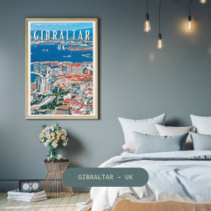 Póster Gibraltar, ville des rochers et des falaises