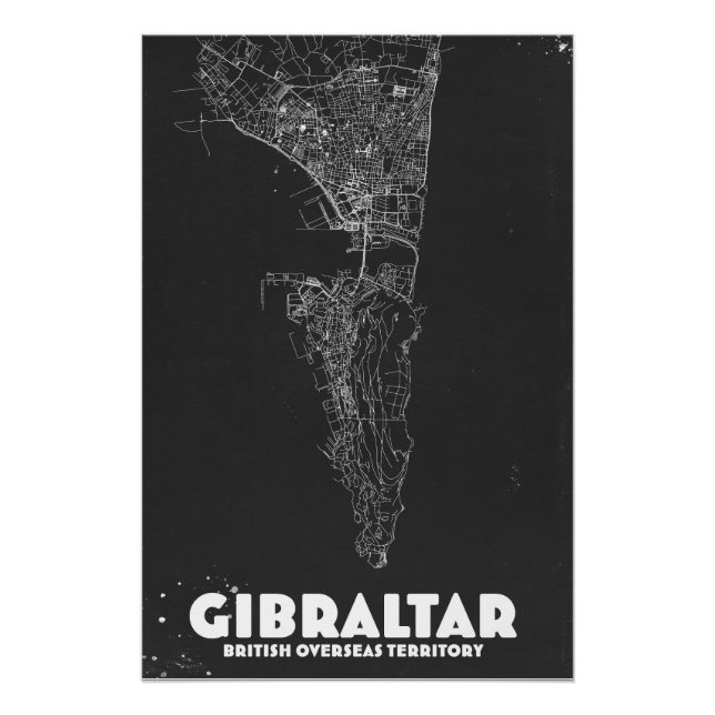 Póster Gibraltar Vintage Map (Anverso)