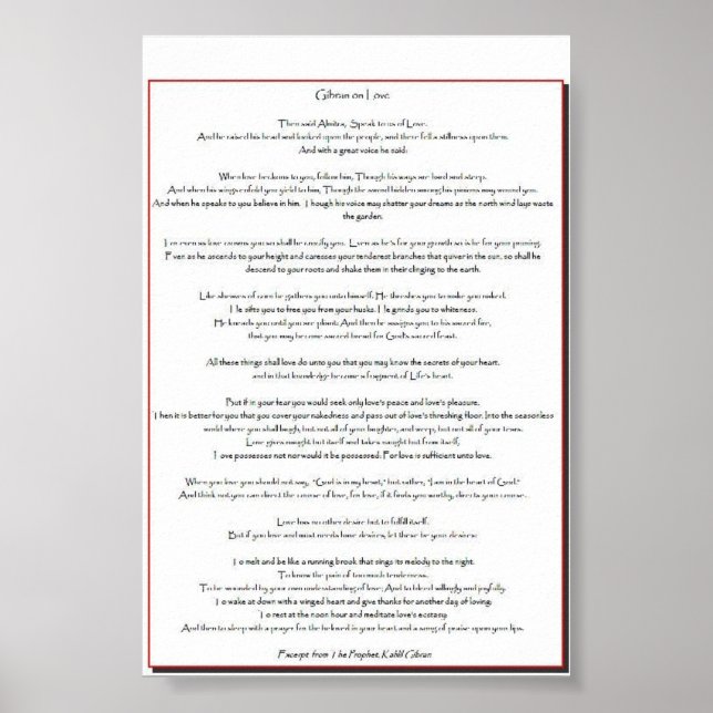 Póster Gibran On Love (Frente)