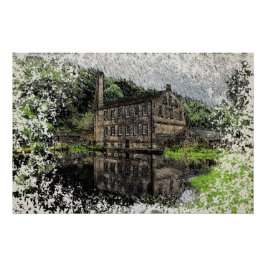 Póster Gibson Mill, Hardcastle Crags Dibujo a lápiz