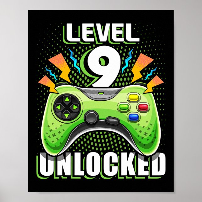Póster Gif de cumpleaños número 9 de videojuegos desbloqu (Frente)