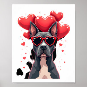 Póster Gif divertido del corazón de Pitbull del día de Sa