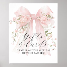 Póster Gift & Card Floral Bow Flower Girl Baby Shower