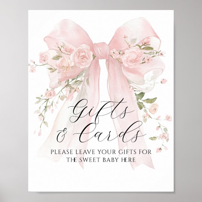 Póster Gift & Card Floral Bow Flower Girl Baby Shower (Frente)