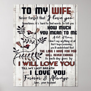 Póster Gift For Wife   To My Wife Lovely Letter