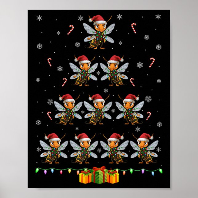 Póster Gigante asiático Hornet Santa Hat Xmas enciende Na (Frente)