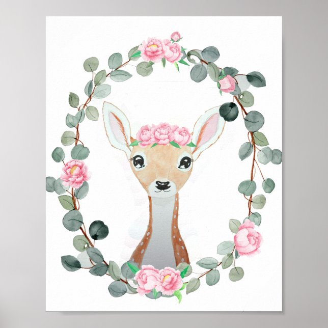Póster Gigante de ducha para bebés de Woodland Deer Baby (Frente)