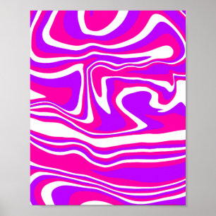 Póster Gigante de líquido rosa, morado y blanco vibrante