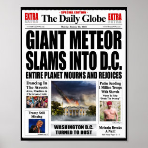 Póster Gigante Meteorito Golpea DC - Noticias Falsas Dive