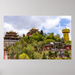 Póster Gigante rueda de oración tibetana en Shangri-la -
