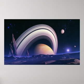 Póster gigantes antiguos - paisaje espacial
