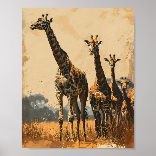 Póster Gigantes elegantes: jirafas antiguas (Frente)
