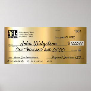 Póster Gigantesco premio de bonificación por cheque de pr