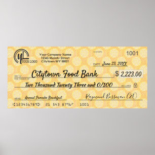 Póster Gigantesco premio de bonificación por cheque de pr