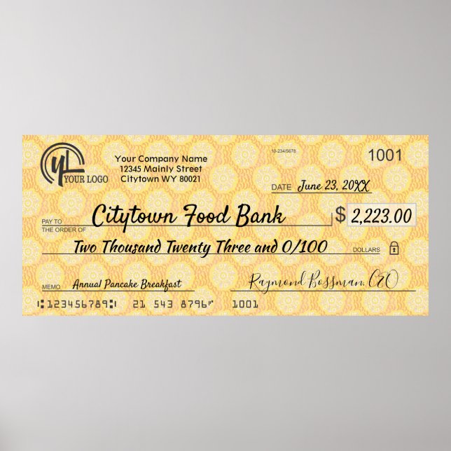 Póster Gigantesco premio de bonificación por cheque de pr (Frente)