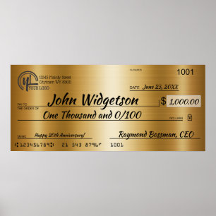Póster Gigantesco premio de bonificación por cheque de pr