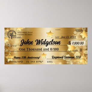 Póster Gigantesco premio de bonificación por cheque de pr