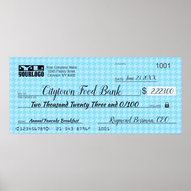 Póster Gigantesco premio de bonificación por cheque de pr (Frente)