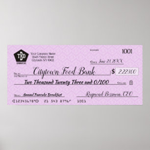 Póster Gigantesco premio de bonificación por cheque de pr