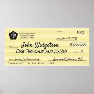 Póster Gigantesco premio de bonificación por cheque de pr