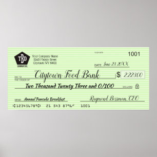 Póster Gigantesco premio de bonificación por cheque de pr