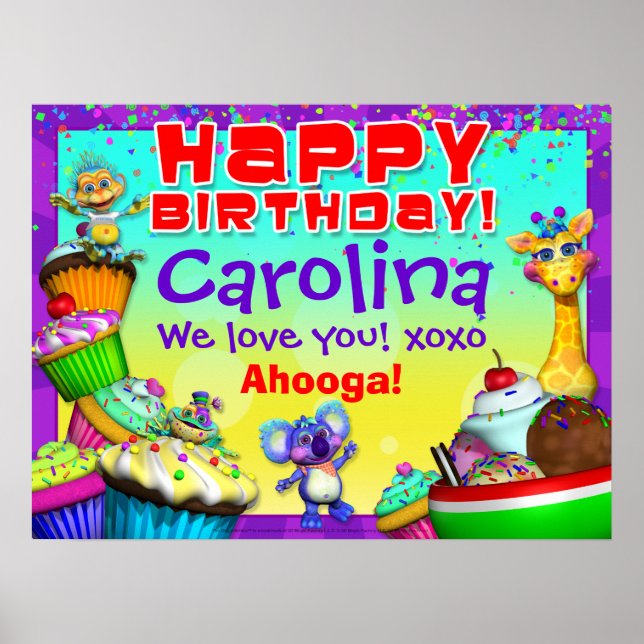 Póster GiggleBellies Cupcake Poster de cumpleaños de 24 x (Frente)