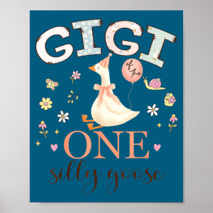 Póster Gigi del ganso tonto de un año cumpleaños niña