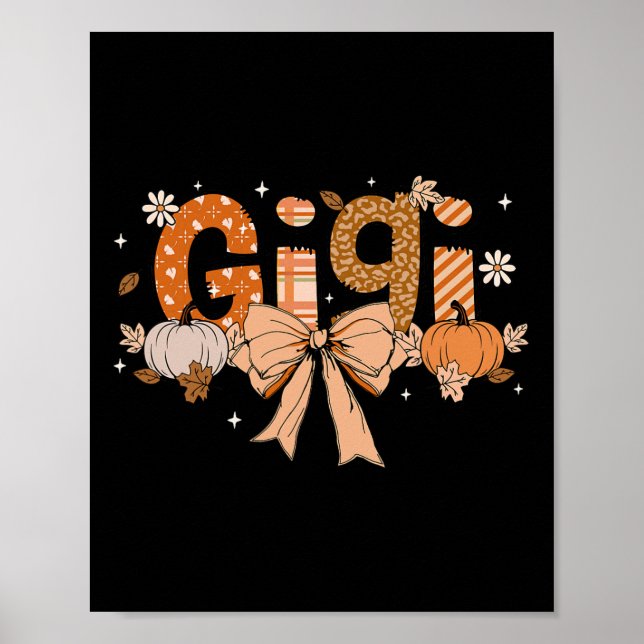 Póster Gigi Pumpkin Fall Coquette Bow Thankending Mom Wo (Frente)