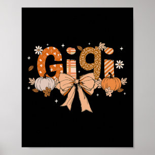 Póster Gigi Pumpkin Otoño Coquette Lazo Día de Acción de 