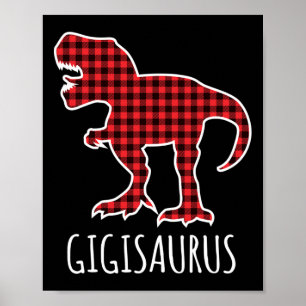 Póster Gigisaurus Buffalo Plaid Dinosaur Divertido Combin