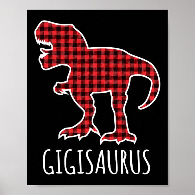 Póster Gigisaurus Buffalo Plaid Dinosaur Divertido Combin (Frente)