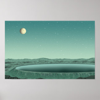 Póster Gilent moonlit night. By a lake in another world.