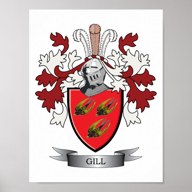 Póster Gill Family Crest Coat of Arms (Frente)