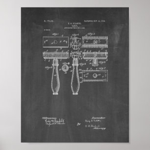 Póster Gillette Razor Patent - Chalkboard