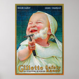 Póster Gillette Safety Razor - Comenzar el sueño temprano