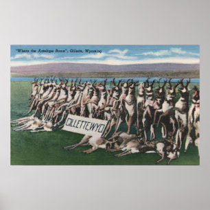 Póster Gillette, WY - Where the Antelope Roam